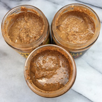 Three jars of whole 30 approved nut butters by Mee Eat Paleo