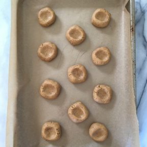 Making gluten-free Jam Thumbprint Cookies