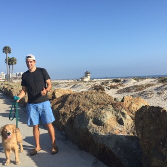 Brendan and Odie in San Diego