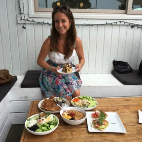 Jackie eating lunch at GOODONYA in Encinitas