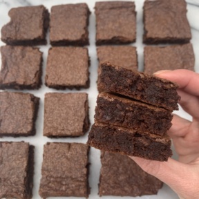 Stack of gluten-free dairy-free Brownies