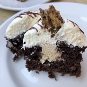 Inside of cookie dough cupcake from Jewel's Bakery and Cafe