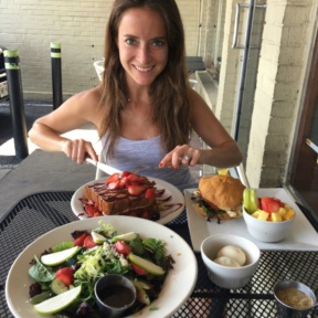 Jackie eating at Kozy Kitchen in Dallas