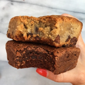 Big bite of brownie and blondie by Freed Goods