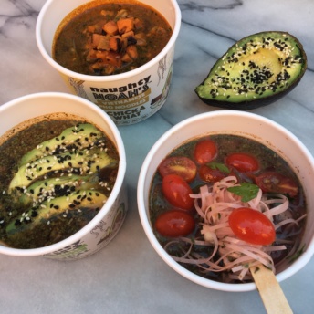 Gluten-free noodles by Naughty Noah's with avocado