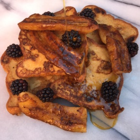 Caramelized Banana French Toast with maple syrup
