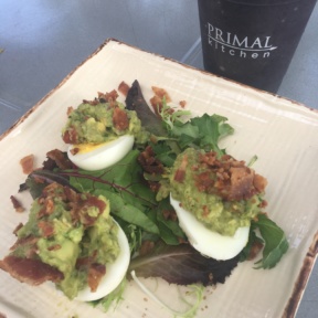 Paleo deviled eggs and smoothie from Primal Kitchen