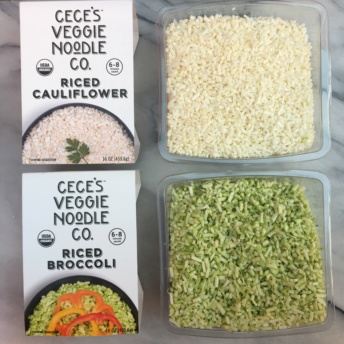 Riced cauliflower and broccoli from Cece's Veggie Noodle Co