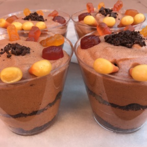 Four gluten-free organic Halloween Dirt Cups