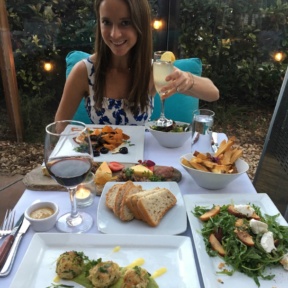 Jackie enjoying a gluten-free dinner at Aroha