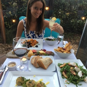 Jackie eating dinner at Aroha