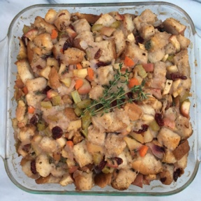 Thanksgiving Stuffing made with gluten-free bread