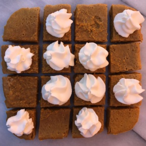 Gluten-free Pumpkin Squares with whipped cream