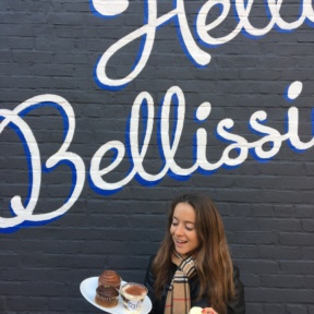 Jackie eating desserts at Tali Dolce
