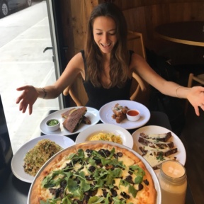 Jackie enjoying her 100% gluten-free lunch at Tali
