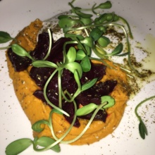Beets with carrot hummus from Mill Street