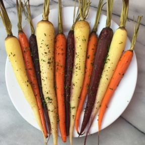 Gluten-free roasted rainbow carrots