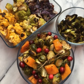 Roasted cauliflower, brussels sprouts, squash, and broccoli