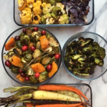 Roasted cauliflower, brussels sprouts, squash, carrots, and broccoli