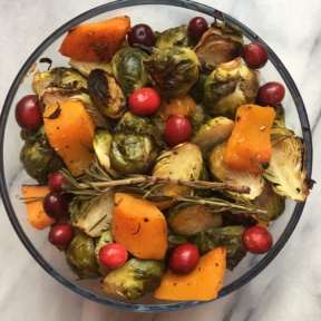 Roasted brussels sprouts and squash