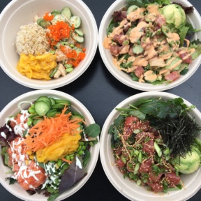 Four types of poke bowls at Sea Salt Poke