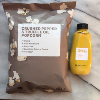 Gluten-free popcorn and mustard from Brandless