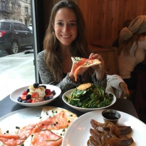 Jackie eating brunch at Tali