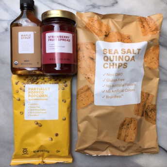 Chips, jam, and maple syrup from Brandless