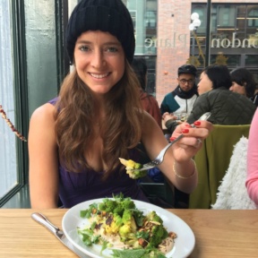 Jackie eating at The London Plane