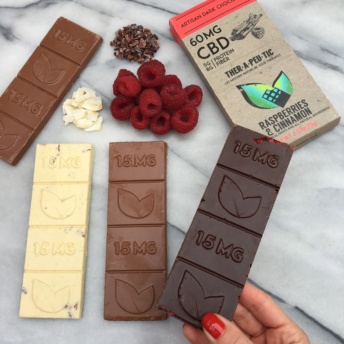 Dark chocolate bar with raspberries by Thera Treats