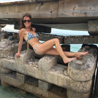 Jackie enjoying the beach in Jamaica