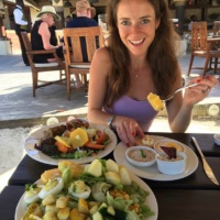 Jackie eating lunch at The Regency at Sandals