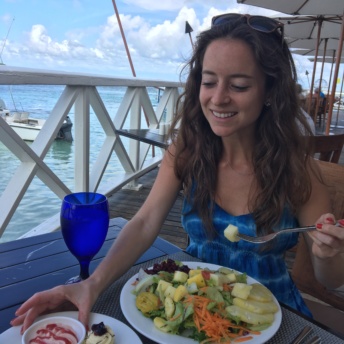 Jackie eating at The Regency at Sandals