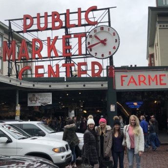 Jackie and friends at Pike Place Market