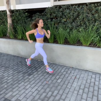 Jackie running in Marina del Rey