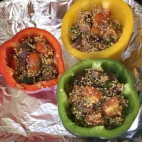 Quinoa Stuffed Peppers before the oven