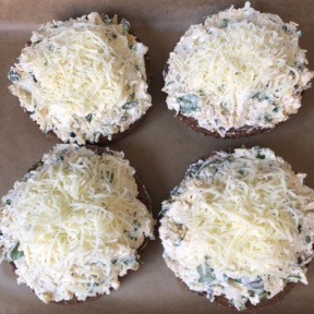 Spinach Artichoke Bagels before the oven