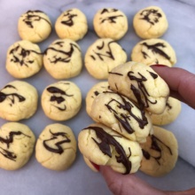 Sugar Free Sugar Cookies with drizzled chocolate