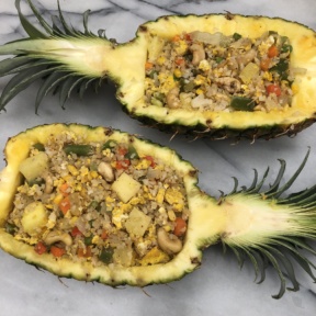 Dairy-free Cauliflower Fried Rice in Pineapple Boats