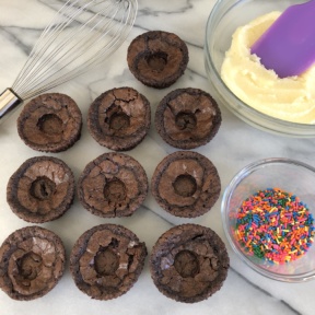 Making Sprinkle Filled Brownie Cupcakes