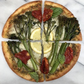 Gluten-free pesto pizza