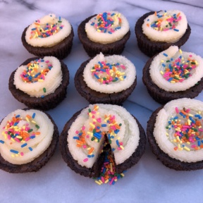 Gluten-free Sprinkle Filled Brownie Cupcakes