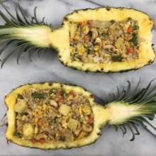 Cauliflower Fried Rice in Pineapple Boats with cashews