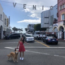 Jackie & Odie at Venice Sign