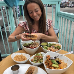 Jackie eating at Tocaya in Venice Beach