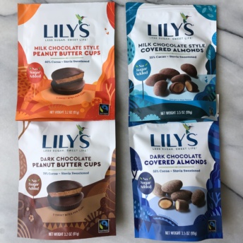 Peanut butter cups and chocolate almonds by Lily's Sweets