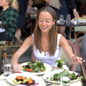 Jackie eating lunch at Parc Restaurant