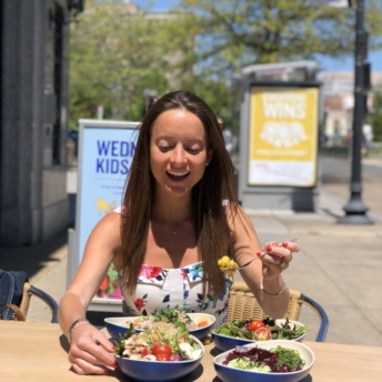 Jackie eating at Beefsteak