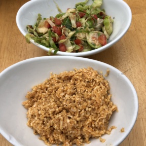 Cauliflower rice and brussels sprouts from Tocaya