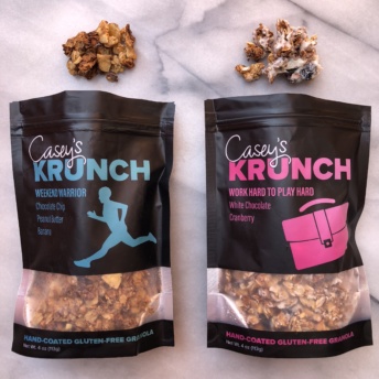 Gluten-free granola coated in white chocolate by Casey's Krunch